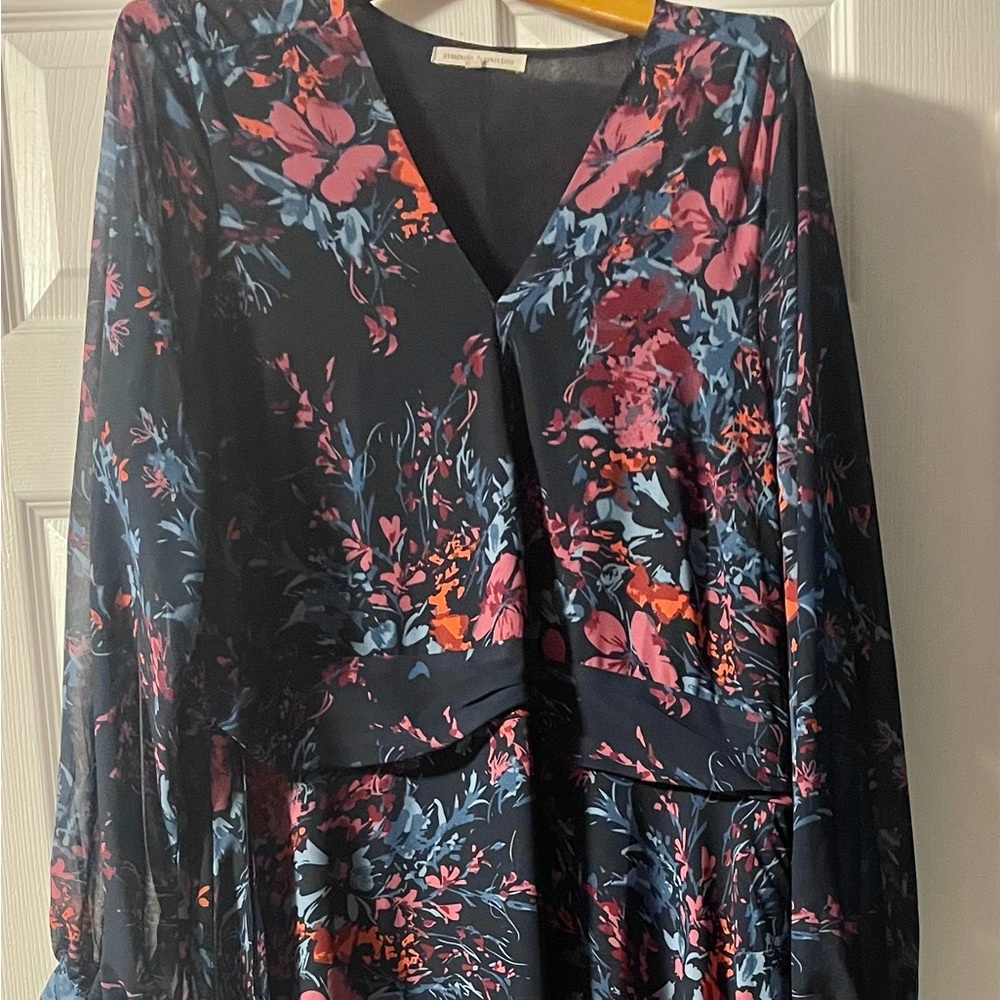 Navy and Pink Floral Maxi Dress